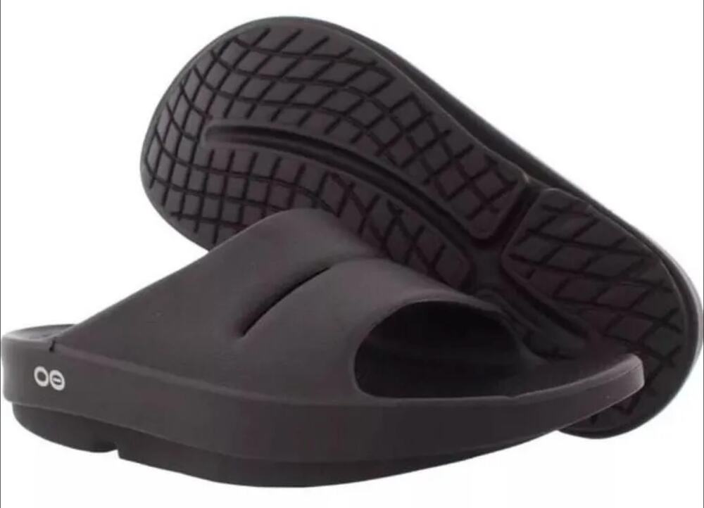 Oofos OOahh Slip On Slide Sandals Recovery OOfoam Rubber Black M8 W10